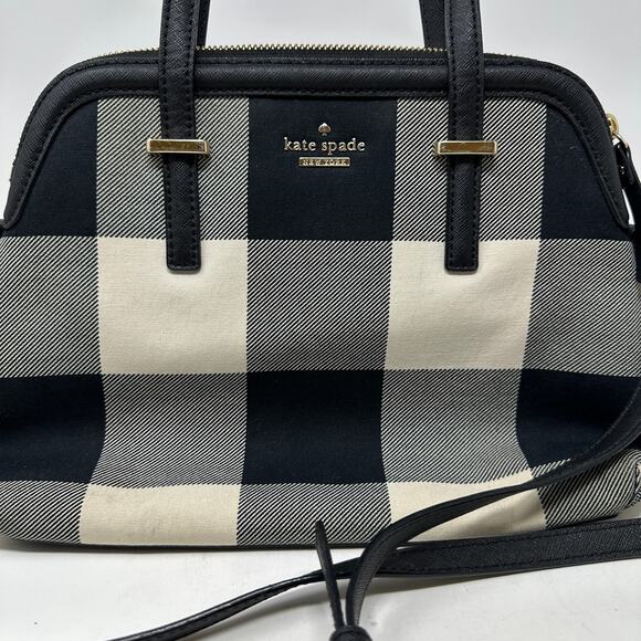 Kate Spade Cameron Street Shoulder Bag Balck Cream Plaid Margot *READ - Picture 2 of 13